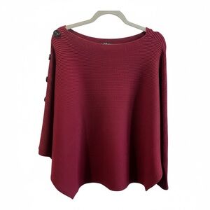 Faith & Zoe Maroon Poncho with Button Accents